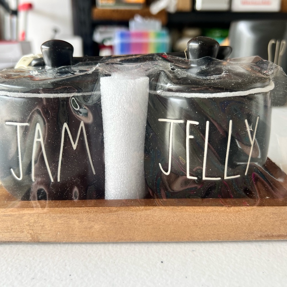Rae Dunn Black Ceramic Jam Set